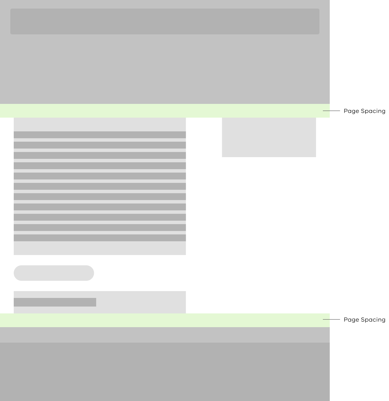 Sample visual of page section layout spacing